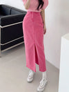 Pink Denim Maxi Skirt