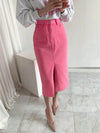 Pink Denim Midi Skirt