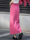 Pink Denim Skirt Long