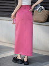 Pink Denim Skirt Long