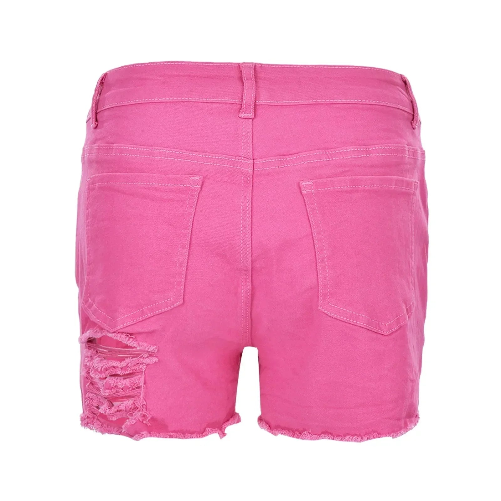 Pink Destroyed Denim Short