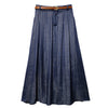 Pleated Denim Maxi Skirt