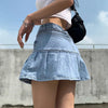 Pleated Denim Mini Skirt