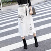 Printed White Denim Skirt