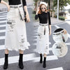 Printed White Denim Skirt