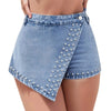 Rhinestone Denim Skort