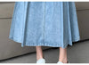 Washed Denim Pleated Skirt