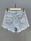 Washed Denim Rhinestone Shorts