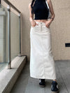 White Denim Maxi Skirt