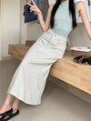 White Denim Skirts for Women