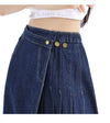 Women's Denim Pleated Skirt