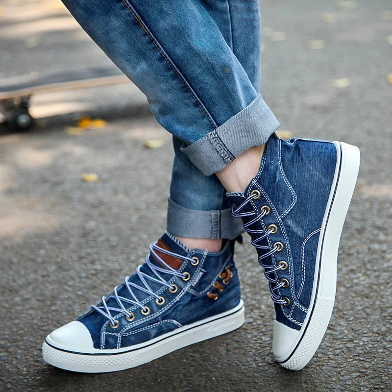 Womens Denim High Top Sneakers