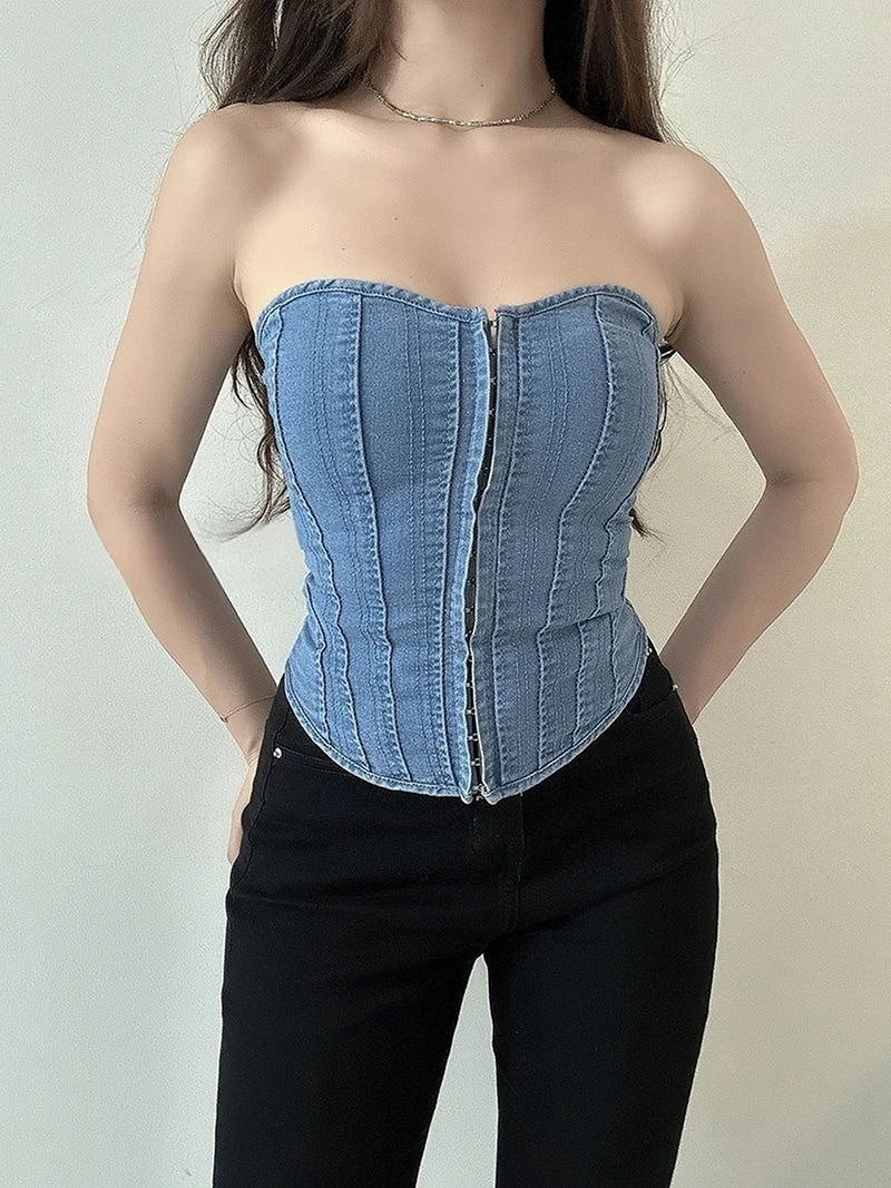 Y2k Denim Corset Top